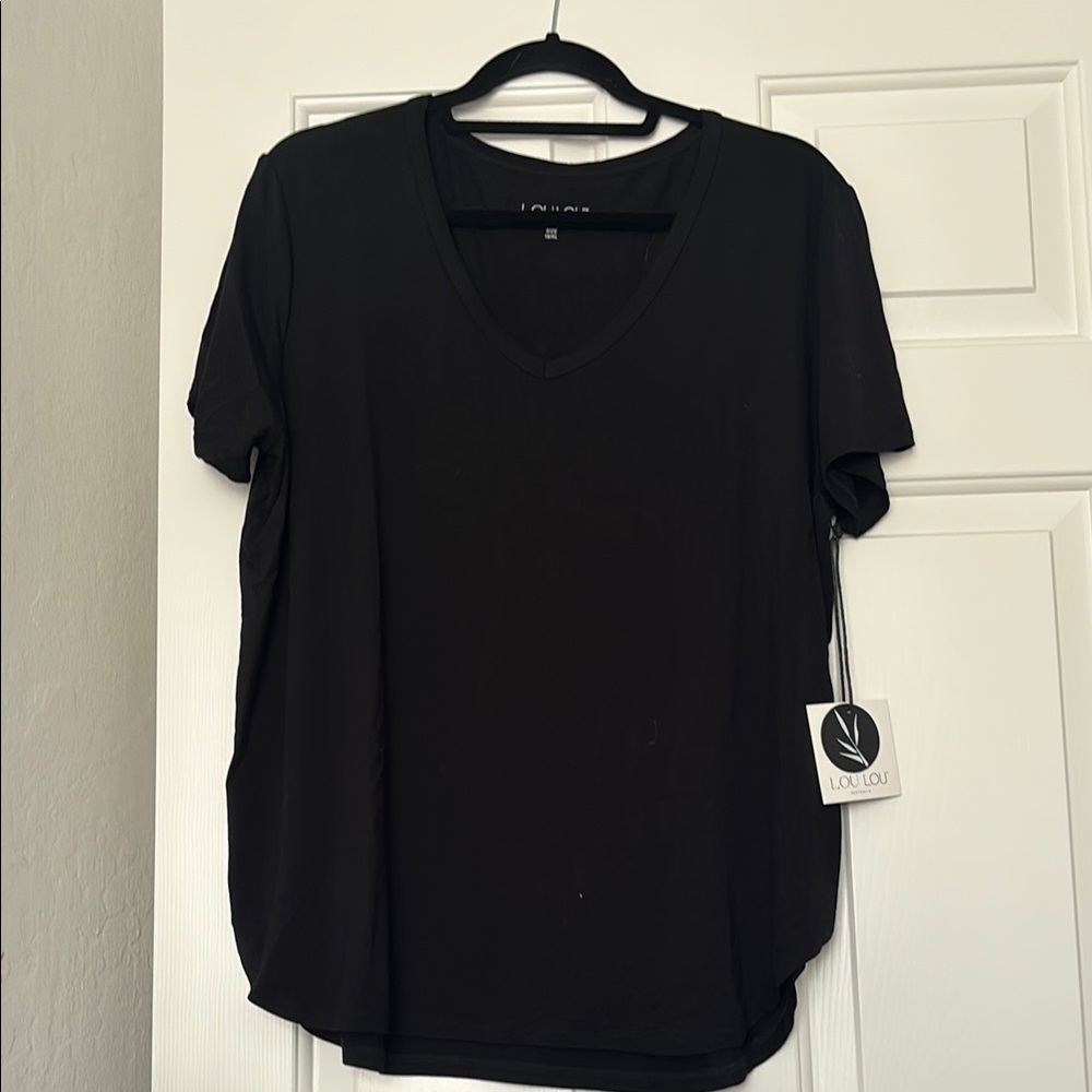 Black V-Neck Women's Top